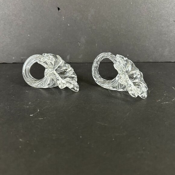Pair of clear glass flower napkin rings | Trumpet Flower Clear Glass Napkin Ring - Picture 1 of 7